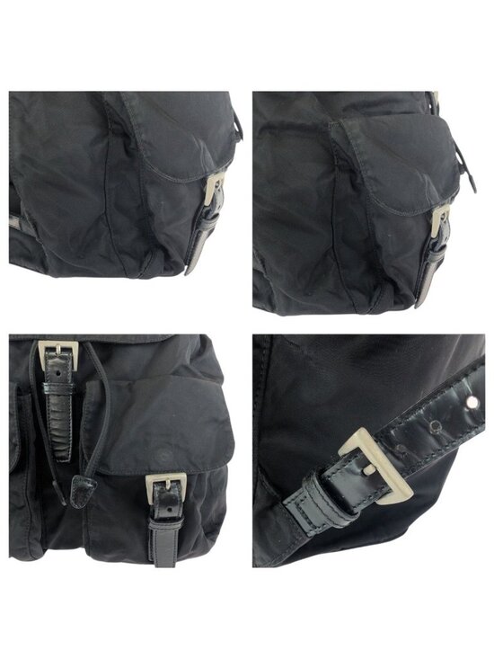 Prada Tessuto Black Silver Nylon Leather Backpack main image 6